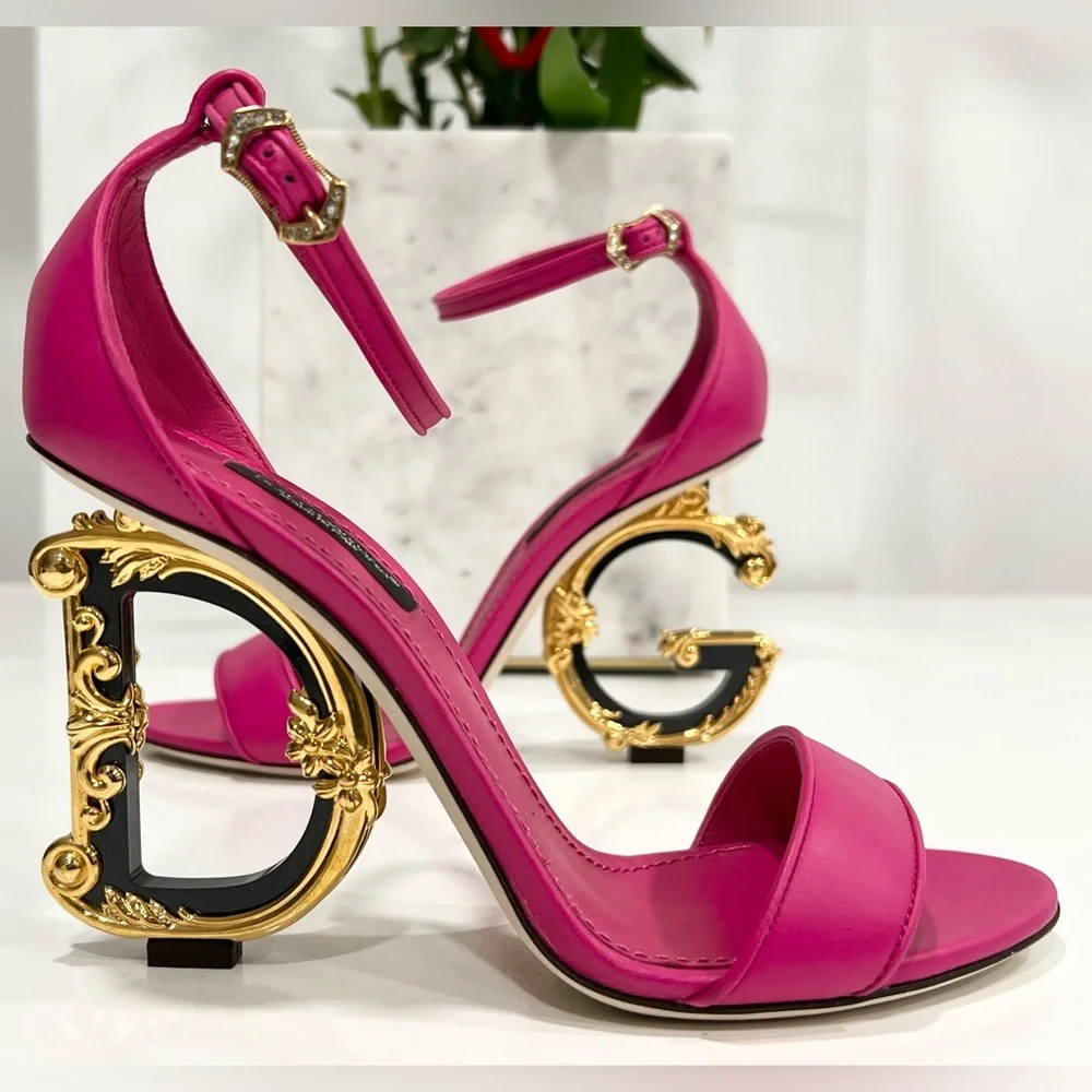 Dolce and Gabbana Nappa Sandals With Baroque DG Heeled sandals